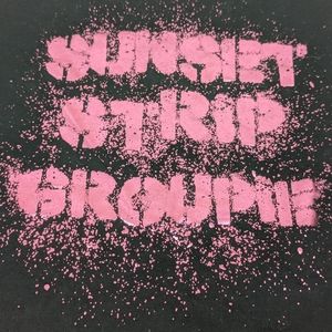 Sunset Strip Groupie SU01 Black Tee With Pink Spray Paint Graffiti Size Large